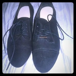 Aldo black suede oxford shoes with gold embellishm